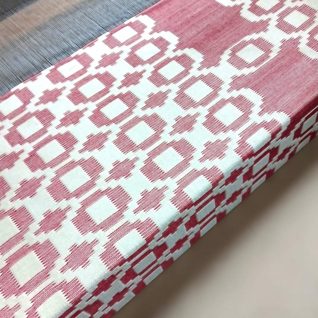 Rose Pink & Ivory Handwoven Cotton Bed Cover