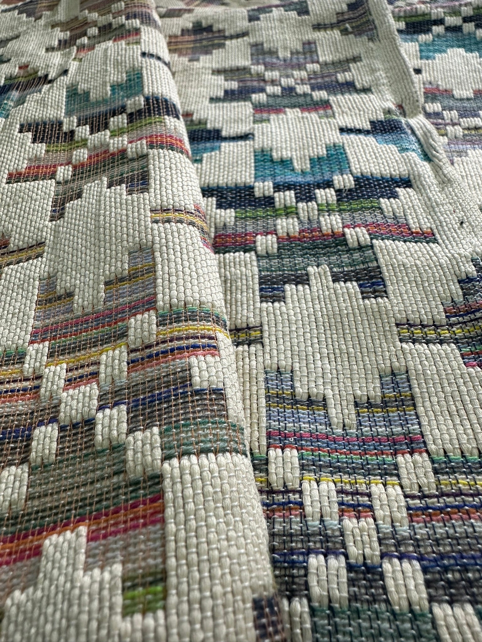 Ivory Multi Cotton Handwoven Bedspread