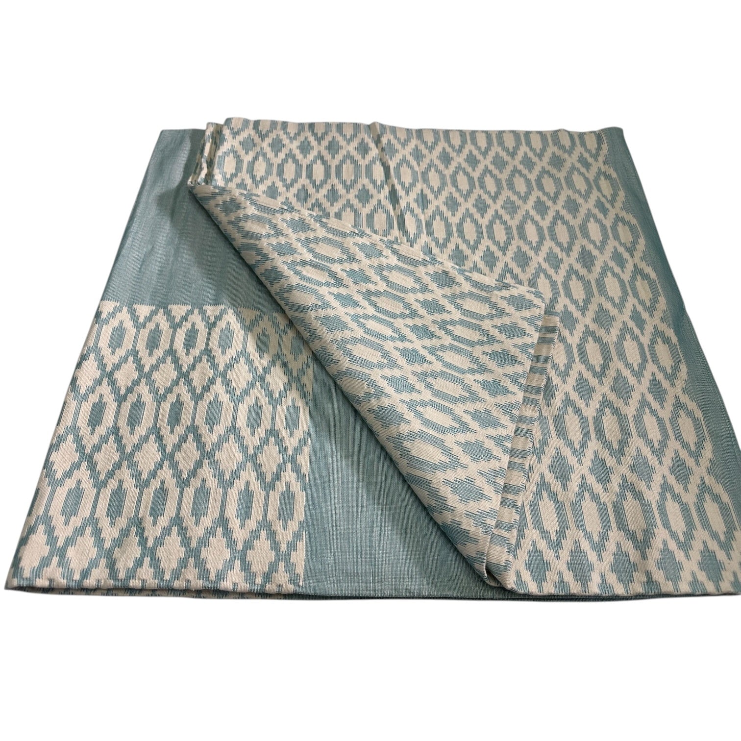 Turquoise&White Cotton Bed Cover