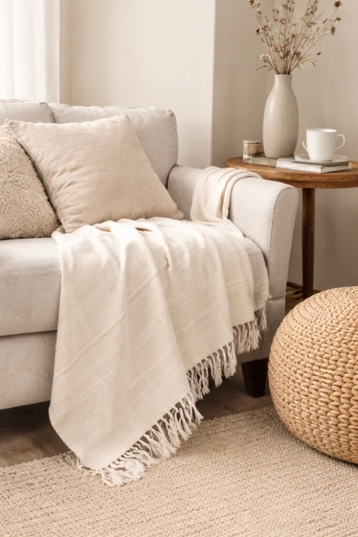 White Handmade Cotton Sofadrop